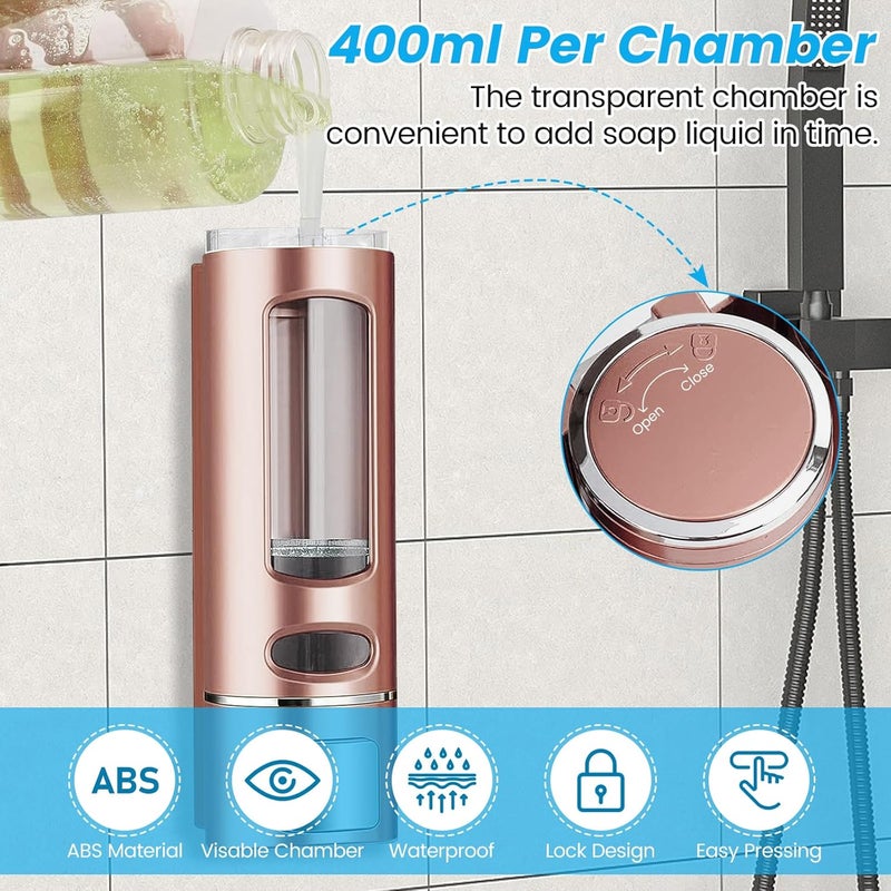 Kytree Single Wall Mounted Hand Soap Dispenser, 13.5oz/400ml Pink Bathroom Shower Dispenser Refillable Liquid Lotion Soap Dispenser for Bathroom Kitchen Hotel (Pink) - Image 2